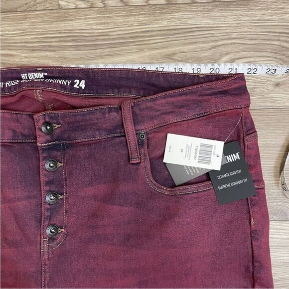 Hot Topic HT Denim Red Hi-Rise Button Fly Super Skinny Jeans - Picture 7 of 13